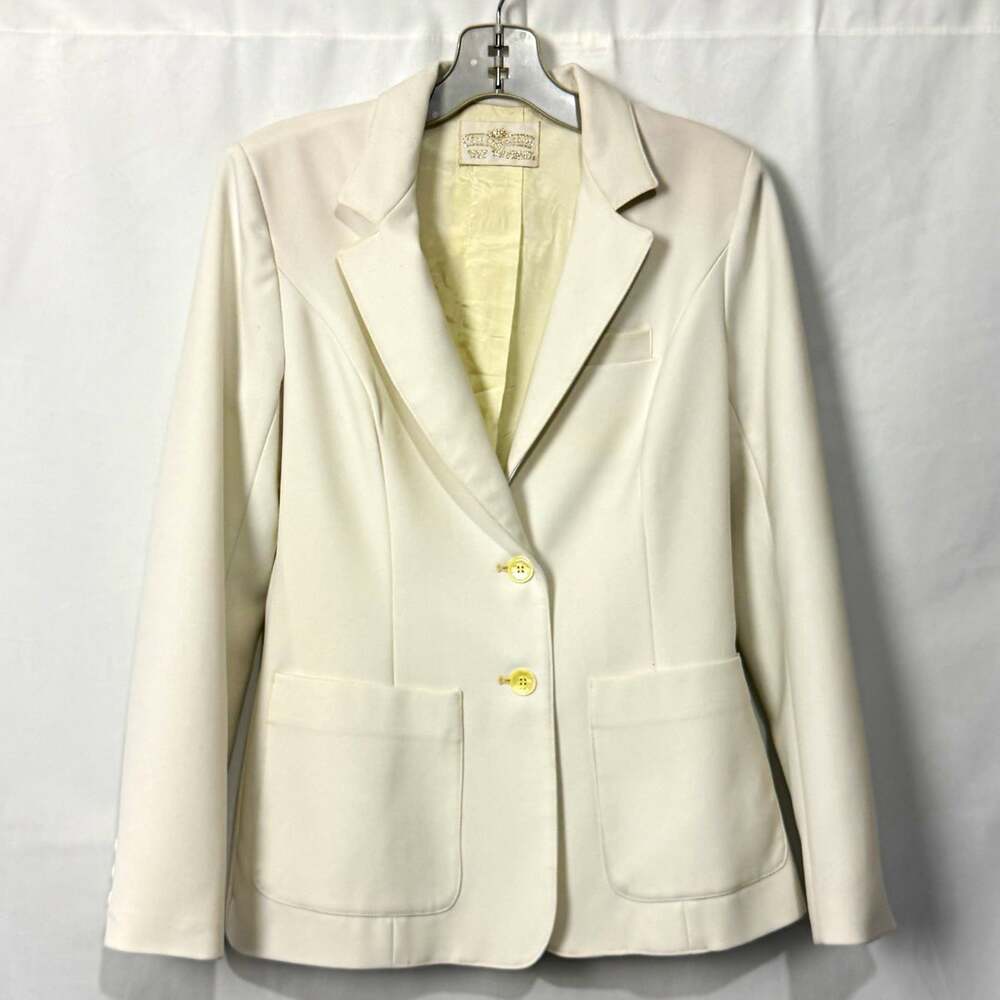 1970s 80s Levi Strauss & Co. Women's Ivory 2-Button Lined Blazer Sz 8
